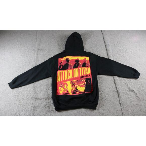 New Attack on Titan Hoodie Adult L Black Double Sided Graphic Print Season 3 - Picture 1 of 5
